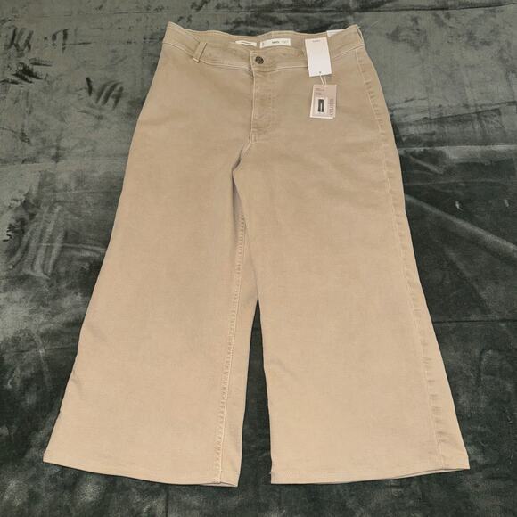 Mango Catherin Culotte Jeans Women's 10 Beige High-Waist Loose Fit Ankle Length - Picture 1 of 7